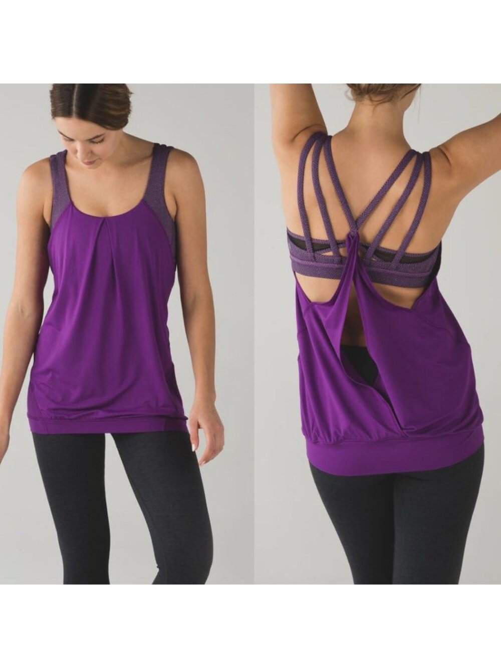 Lululemon Nouveau Limits Tank Purple Size 4 Strappy Tank/built In Bra Unpadded